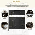 Elegant Hall Tree Shoe Cabinet with Storage Shelf, 6 Flip Drawers, Tempered Glass Doors, and 4 Hooks