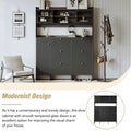 Elegant Hall Tree Shoe Cabinet with Storage Shelf, 6 Flip Drawers, Tempered Glass Doors, and 4 Hooks