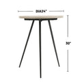 Round Oak White and Black Side Table with Metal Base