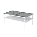 Modern Rectangular Coffee Table with Tempered Glass Surface for Living Room