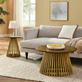15.75-Inch Round Solid Wood Coffee Table - Minimalist End Table for Living Room