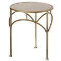 Set of 3 Decorative Gold Metal Round Plant Stands with Modern White Marble Top - Stylish End Side Tables