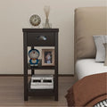 Flip-Over Design Narrow Side Table with Drawers and Bottom Shelf