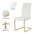 4-Piece Modern Faux Leather Dining Chair Set with Gold Metal Legs and Padded Seats