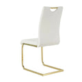 4-Piece Modern Faux Leather Dining Chair Set with Gold Metal Legs and Padded Seats