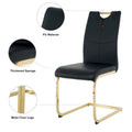 4-Piece Modern Faux Leather Dining Chair Set with Gold Metal Legs and Padded Seats