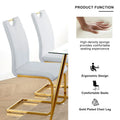 4-Piece Modern Faux Leather Dining Chair Set with Gold Metal Legs and Padded Seats
