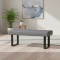 Gray Fabric Bench with Sturdy Steel Legs