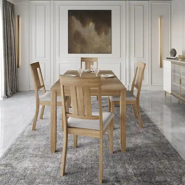 CraftPorch Classic 5-Piece Wooden Dining Ensemble