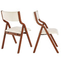 Set of 2 Upholstered Folding Dining Chairs - Space-Saving Wooden Design