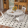 5-Piece Retro Wood Dining Set: Round Extendable Table with 4 Upholstered Chairs