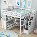 Merax Loft Bed with Integrated Desk and Storage Shelves