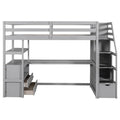 Merax Loft Bed with Integrated Desk and Storage Shelves