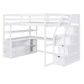 Merax Loft Bed with Integrated Desk and Storage Shelves