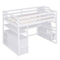 Merax Loft Bed with Integrated Desk and Storage Shelves