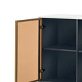 Contemporary Wooden Sideboard Featuring 2 Amber-Yellow Tempered Glass Doors