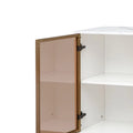 Contemporary Wooden Sideboard Featuring 2 Amber-Yellow Tempered Glass Doors