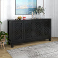 Spacious 4-Door Sideboard Buffet Cabinet with Pull Ring Handles