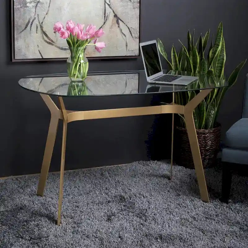 Silver Orchid Myers 48-Inch Modern Metal and Glass Desk