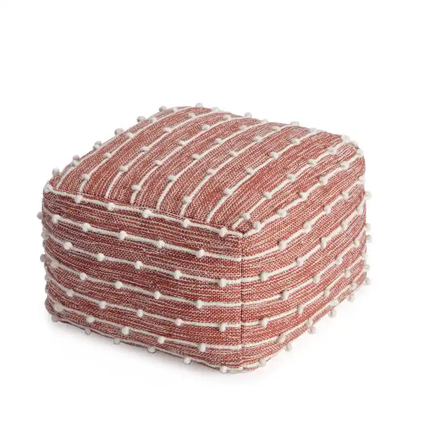 Handmade 22-Inch Square Pouf Ottoman by Jani Surin - Versatile Footrest for Living Room, Bedroom, Nursery, and Kids' Room
