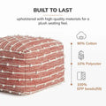 Handmade 22-Inch Square Pouf Ottoman by Jani Surin - Versatile Footrest for Living Room, Bedroom, Nursery, and Kids' Room