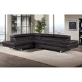 HomeRoots 124" Black Leather L-Shaped Two-Piece Corner Sectional