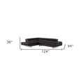 HomeRoots 124" Black Leather L-Shaped Two-Piece Corner Sectional