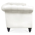 Cream 84.65 Traditional Chesterfield 3-Seater Sofa in PU Leather