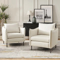 Set of 2 Christopher Modern Armchairs with Anti-Scratch Fabric and Black Metal Legs by HULALA HOME