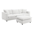 Contemporary L-Shaped Sectional Sofa Set with 2 Complimentary Pillows, 4-Seater Polyester Couch and Convertible Ottoman