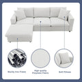 Contemporary L-Shaped Sectional Sofa Set with 2 Complimentary Pillows, 4-Seater Polyester Couch and Convertible Ottoman
