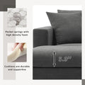 Contemporary L-Shaped Sectional Sofa Set with 2 Complimentary Pillows, 4-Seater Polyester Couch and Convertible Ottoman