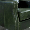 Vintage Essex Distressed Green Top Grain Leather Sofa