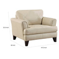 Lisa 38-Inch Cream Top Grain and Split Leather Accent Chair with Solid Wood Frame
