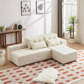 Beige Modular Corduroy Sleeper Sofa and Sectional Set - Versatile 3-in-1 Design