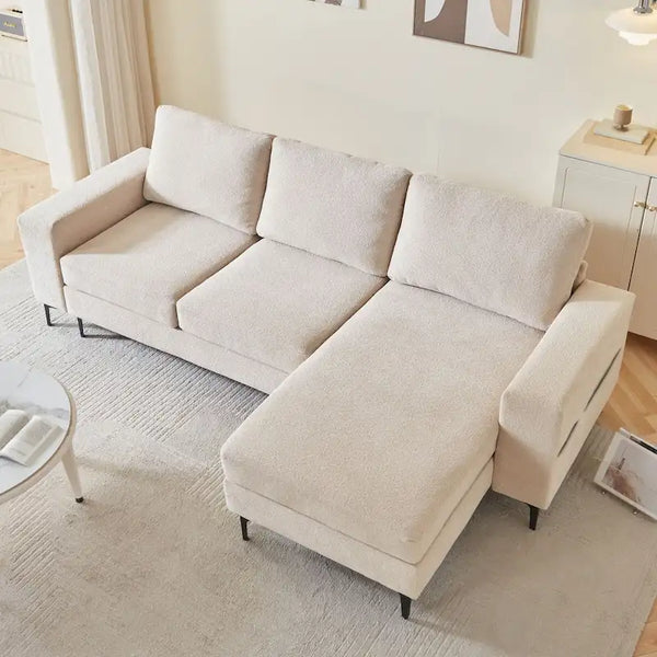 HOOOWOOO L-Shaped Upholstered Sofa with Stylish Metal Legs