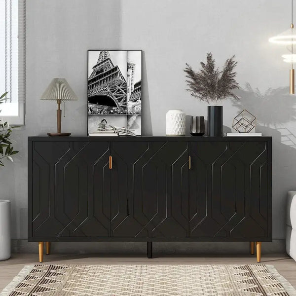 Contemporary TV Stand for TVs up to 70 inches, Versatile Console Table with Adjustable Shelves, Stylish Storage Sideboard for Living Room