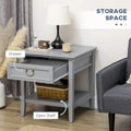 Vintage Side Table with Storage: End Table Featuring Drawer and Open Shelf for Bedroom and Living Room