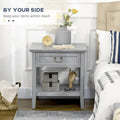 Vintage Side Table with Storage: End Table Featuring Drawer and Open Shelf for Bedroom and Living Room