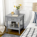 Vintage Side Table with Storage: End Table Featuring Drawer and Open Shelf for Bedroom and Living Room