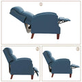 Authentic Leather Pushback Recliner with Adjustable Seat Back and Sturdy Wooden Legs