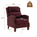 Authentic Leather Pushback Recliner with Adjustable Seat Back and Sturdy Wooden Legs
