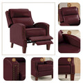 Authentic Leather Pushback Recliner with Adjustable Seat Back and Sturdy Wooden Legs