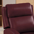 Authentic Leather Pushback Recliner with Adjustable Seat Back and Sturdy Wooden Legs