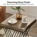 Modern Square End Table with Faux Marble Top and Metal Base
