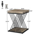 Modern Square End Table with Faux Marble Top and Metal Base