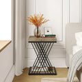 Modern Square End Table with Faux Marble Top and Metal Base