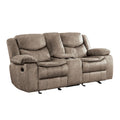 Joe 79-Inch Manual Dual Glider Recliner Loveseat with Console in Brown Microfiber