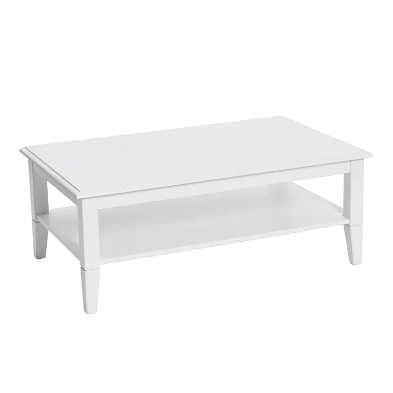 Storage Shelf Coffee Table with Sturdy Solid Wood Legs