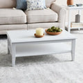 Storage Shelf Coffee Table with Sturdy Solid Wood Legs